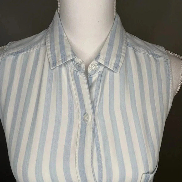 Rails sleeveless blue and white lyocell shirt dress size XS - Picture 2 of 11